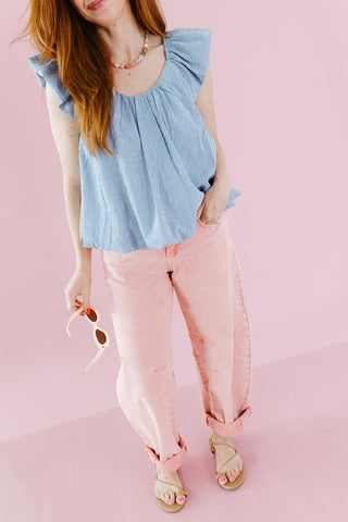 Wyatt Textured Top in Blue