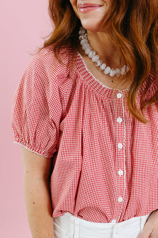 Elizabeth Gingham Top in Red