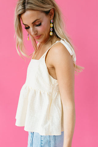 Bess Tie Shoulder Peplum Top