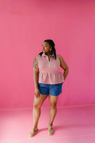 Alexandria Gingham Peplum Top