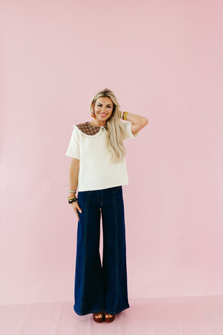Sara Plaid Collar Sweater