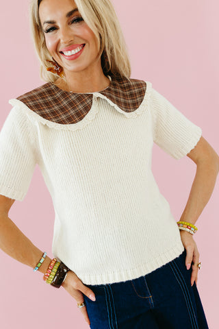 Sara Plaid Collar Sweater