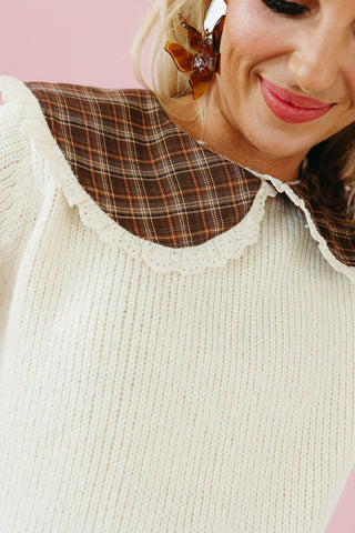 Sara Plaid Collar Sweater