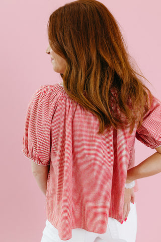 Elizabeth Gingham Top in Red