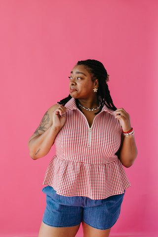 Alexandria Gingham Peplum Top
