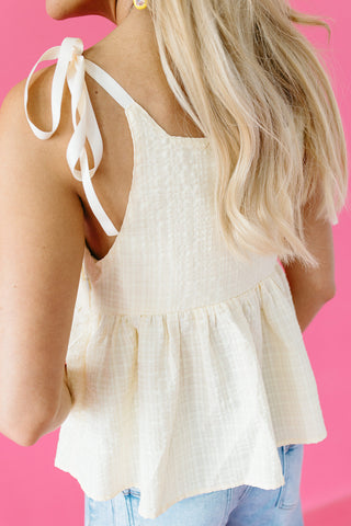 Bess Tie Shoulder Peplum Top