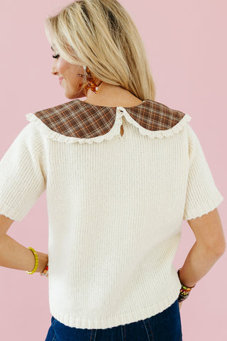 Sara Plaid Collar Sweater