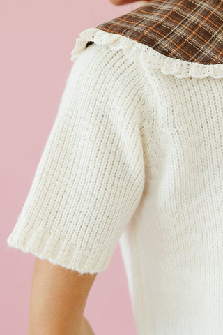 Sara Plaid Collar Sweater