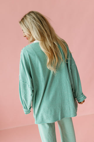 Nyah Striped Tunic Top in Green