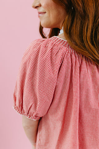 Elizabeth Gingham Top in Red