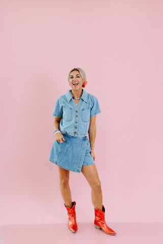 Kinsley Denim Wrap Skort