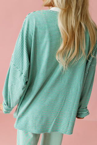 Nyah Striped Tunic Top in Green
