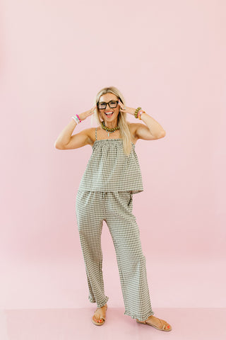 Manda Plaid Matching Pant Set