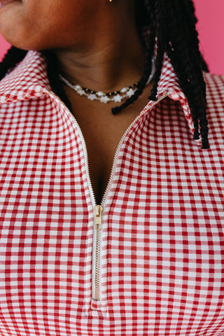 Alexandria Gingham Peplum Top