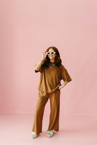 Leena Polka Dot Pants in Camel/Ivory