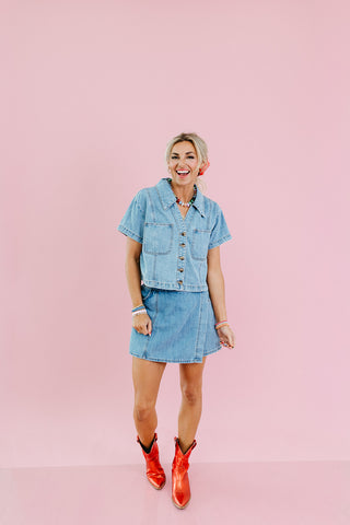 Kinsley Denim Wrap Skort