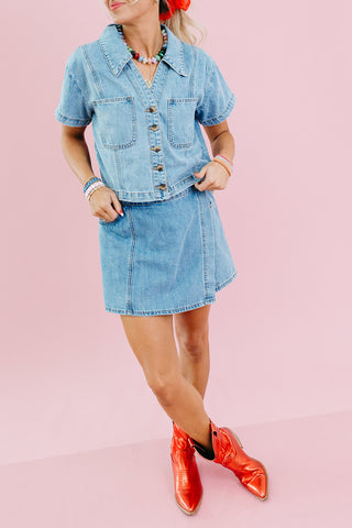 Kinsley Denim Wrap Skort