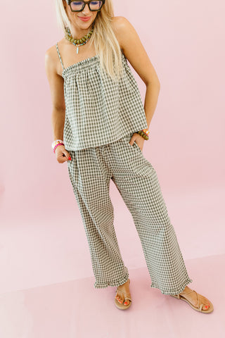 Manda Plaid Matching Pant Set