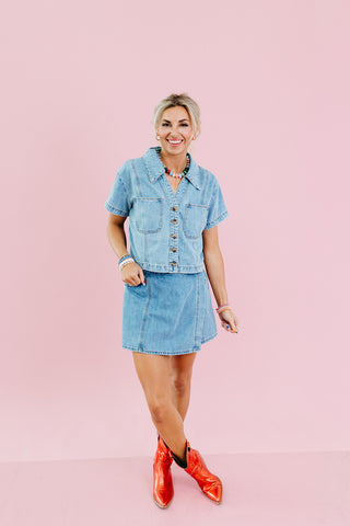 Kinsley Denim Wrap Skort