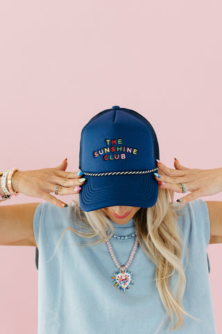 Sunshine Club Trucker Hat in Navy