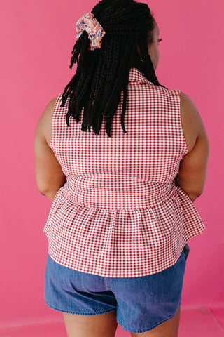 Alexandria Gingham Peplum Top