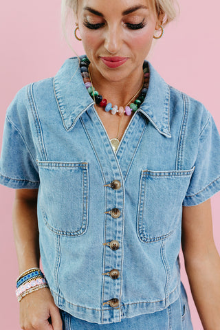 Kinsley Denim Button Up Top