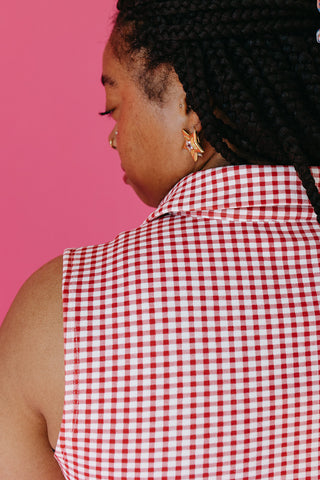 Alexandria Gingham Peplum Top