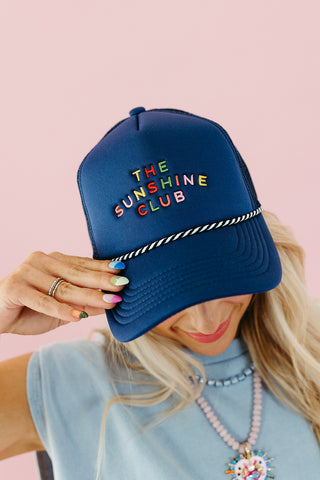 Sunshine Club Trucker Hat in Navy