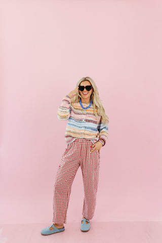 Carson Plaid Pants in Cherry/Cream
