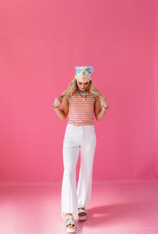 Murphy Stripe Tank in Melon/Blue