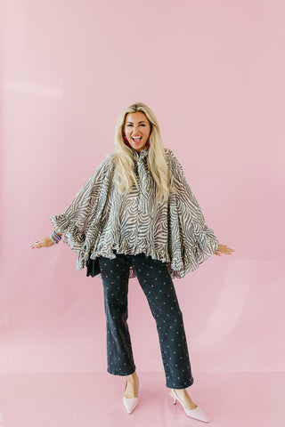 Willow Zebra Print Boho Top in Cream