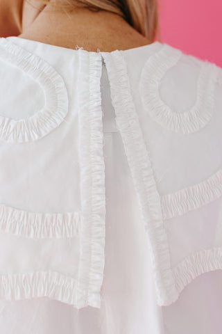 Lainey Ruffle Embroidered Pilgrim Collar Top