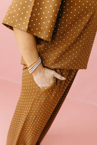 Leena Polka Dot Pants in Camel/Ivory