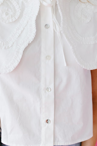 Lainey Ruffle Embroidered Pilgrim Collar Top