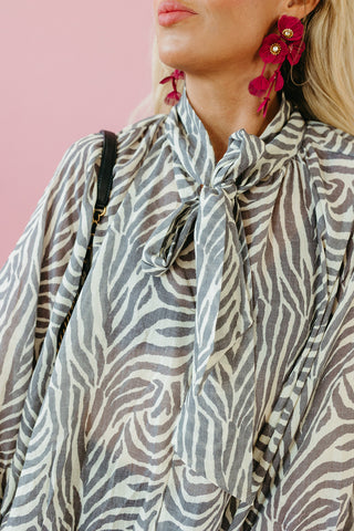 Willow Zebra Print Boho Top in Cream