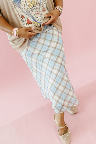 Callie Semi Sheer Plaid Midi Skirt