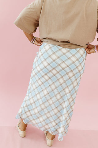 Callie Semi Sheer Plaid Midi Skirt