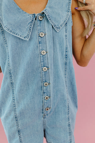 Nola Denim Collared Romper