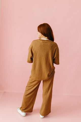 Leena Polka Dot Pants in Camel/Ivory