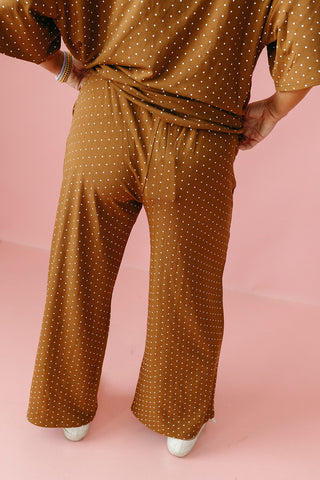 Leena Polka Dot Pants in Camel/Ivory