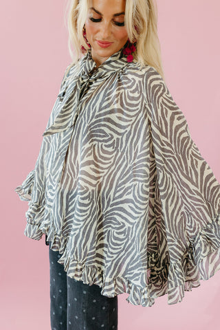 Willow Zebra Print Boho Top in Cream