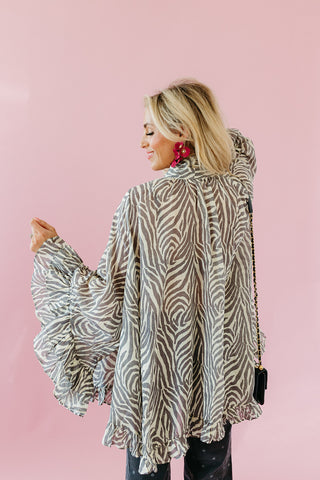 Willow Zebra Print Boho Top in Cream