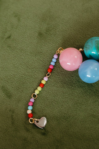 Chunky Beaded Necklace in Rainbow Butterfly Charm
