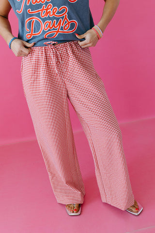 Faith Gingham Pants in Red