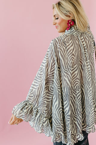 Willow Zebra Print Boho Top in Cream