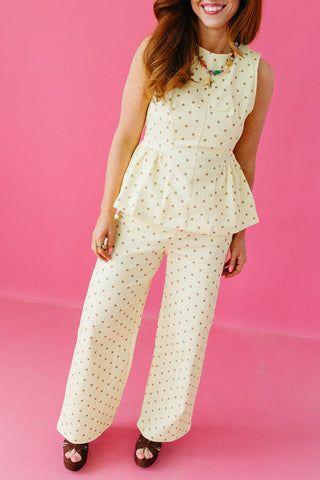 Sinclair Polka Dot Peplum Top in Yellow