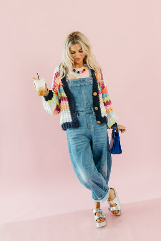 Alanna Stretch Denim Barrel Overalls