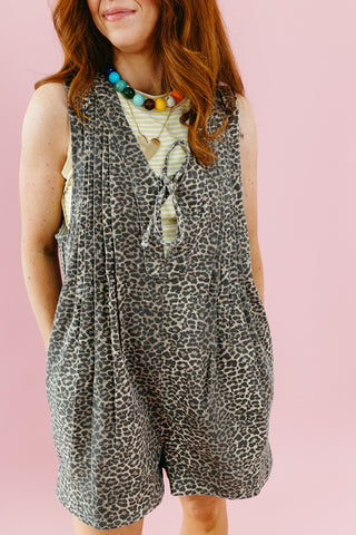 Tawnie Leopard Denim Romper
