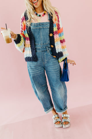 Alanna Stretch Denim Barrel Overalls