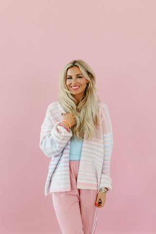 Bowen Open Front Cardigan in Pastel